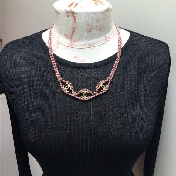 Sold Chanel Triple CC Double Chain Necklace, Metal and Lambskin - Picture 3 of 7
